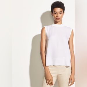 Vince white silk mock neck tank top size Large